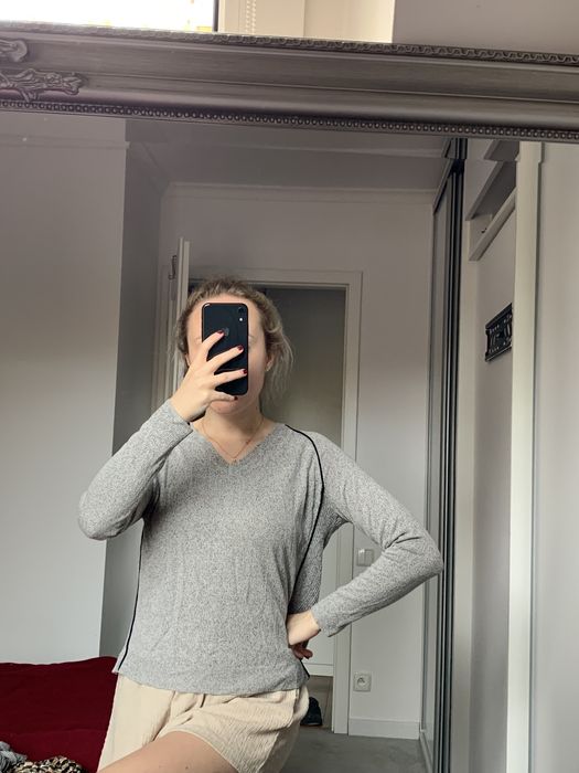 Sweterek szary melanż Mango 36