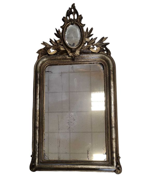 Srebrne stare lustro antyk - stara tafla i srebrzona rama