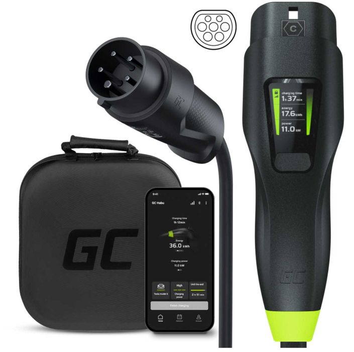 Green Cell Habu Ładowarka mobilna EV 11kW 7metrów Typ 2 16A Aplikacja