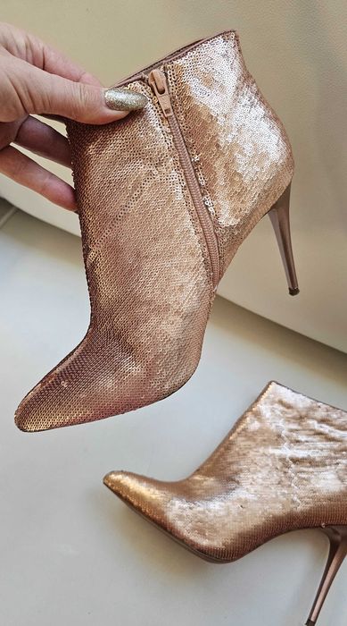 New Look botki cekiny rosegold roz 41