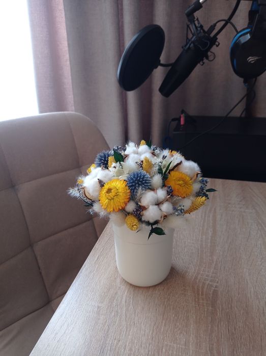 Сухоцвіти,лаванда,стабілізована гіпсофіла,мордовник,нігелла,букет з су