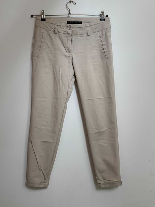 Zara basic kremowe bezowe spodnie cygaretki eleganckie