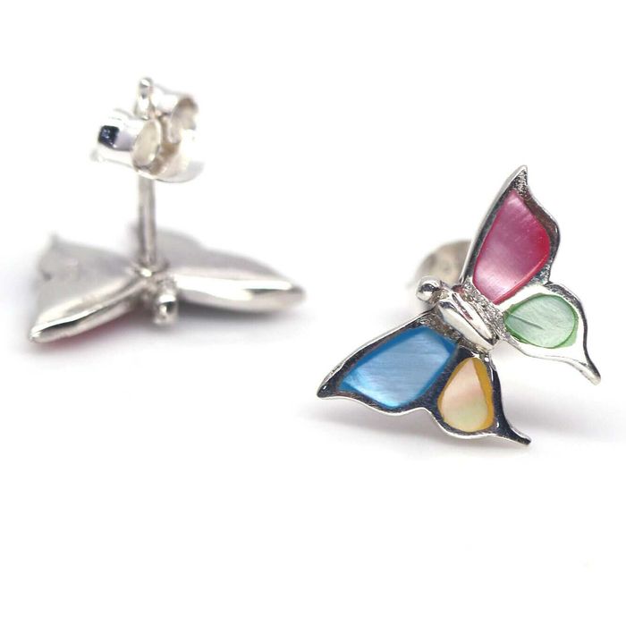 Серьги с перламутром фантазийного цвета, серебро 925 пробы.
