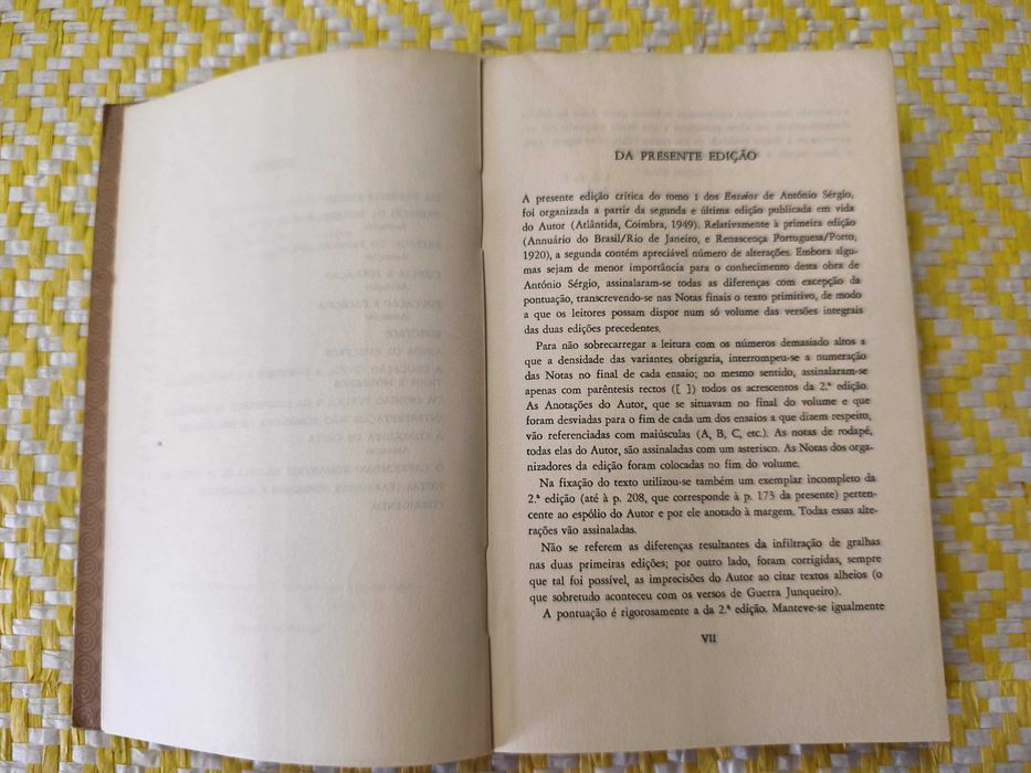 ENSAIOS Tomo I – 
António Sérgio