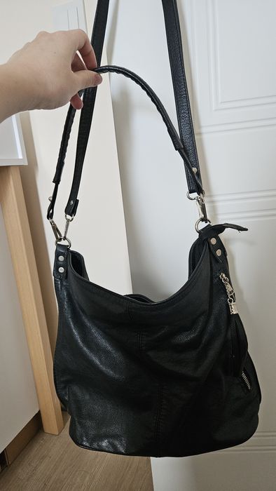 Torba skórzana czarna Zara A4