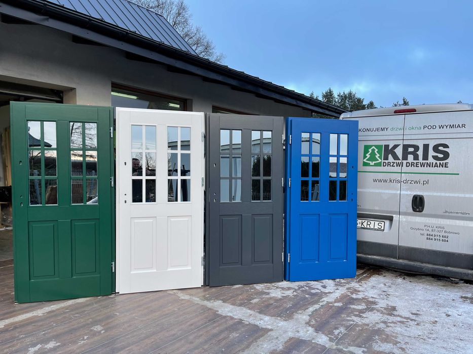 Drzwi Zewnętrzne drewniane białe CZYSTE POWIETRZE montaż CAŁA POLSKA