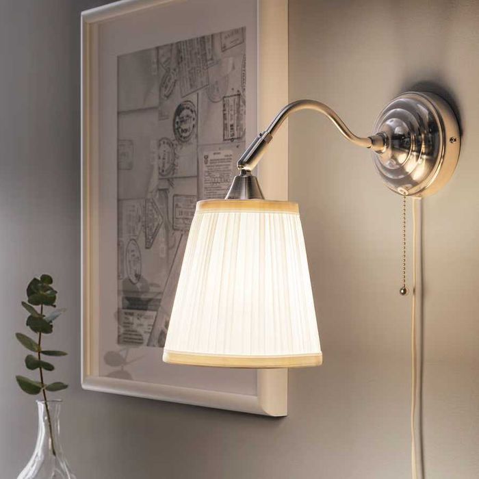 Candeeiro de parede, niquelado/branco Arstid IKEA *** NOVO ***
