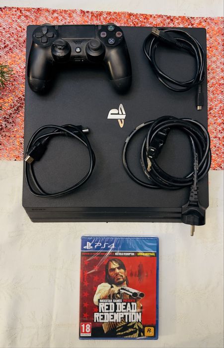 PlayStation 4 PRO 1TB + Red Dead Redemption (Novo Selado) + 2 Comandos
