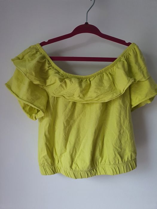 Krótka limonkowa bluzka Benetton rozm 130