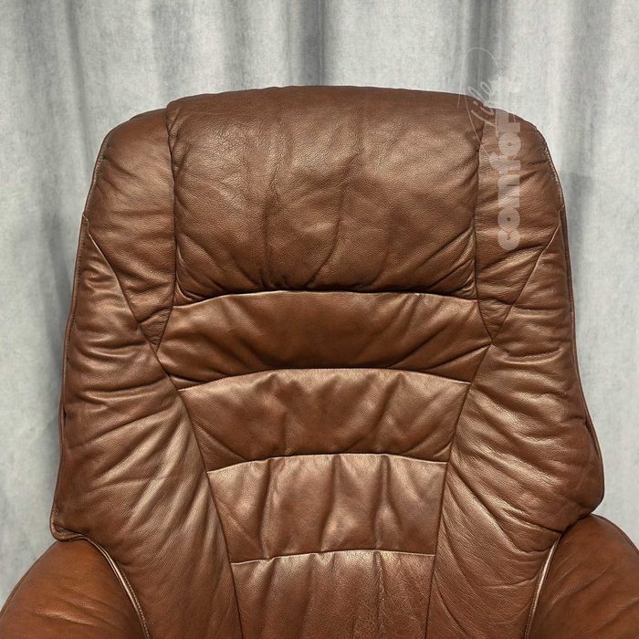 Коричневий шкіряний реклайнер/шкіряне крісло для відпочинку/ЛУЦЬК