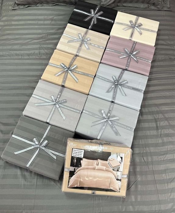 Однотонні сатинові комплекти постільної білизни "Страйп-сатин" Діма