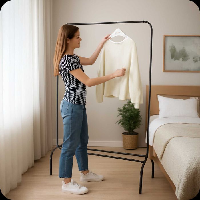 Wieszak Stojak Odzież Stojący Metalowy Szafa Na Ubrania Buty Garderoba