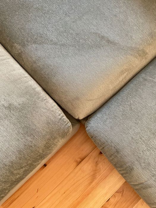Sofá Modular com Chaise Longue/ Puff – Verde Seco / Oliveira (Como Novo!)