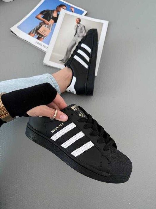 (БЕЗ ПЕРЕДОПЛАТИ) Adidas Superstar Black адідас суперстар чорні