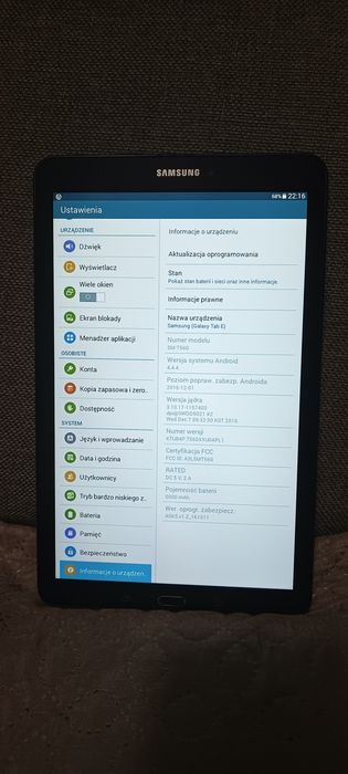 Tablet Samsung Galaxy TAB E