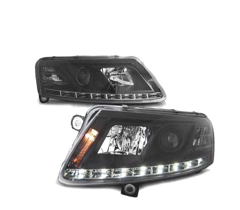 FAROIS LED AUDI A6 C6 04-08 TRU DRL PRETO