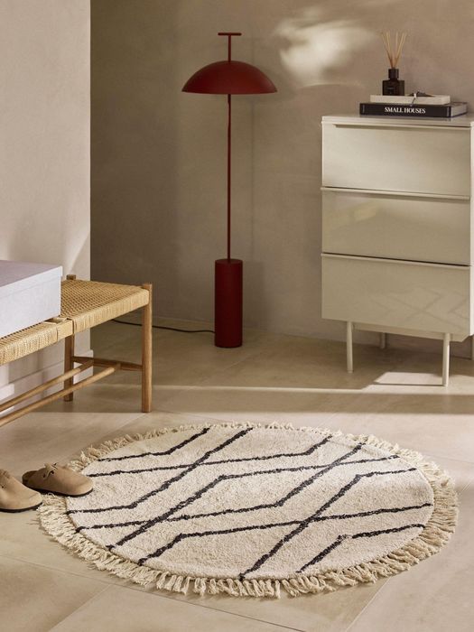 Okrągły bawełniany dywan Bina w romby ręcznie tkany Ø 120 cm