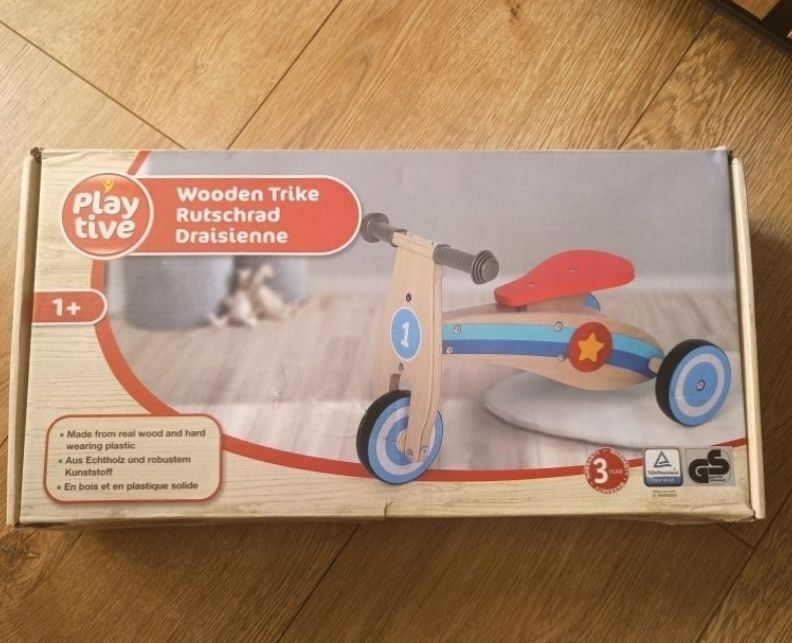 Drewniany rowerek dla dziecka 1+ nowy