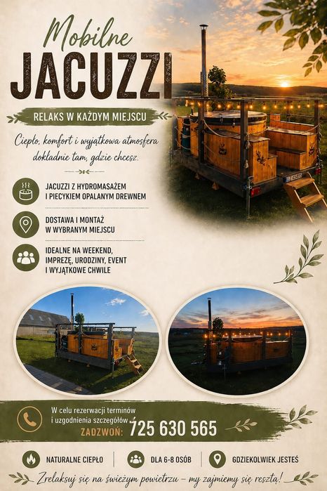 Mobilna balia , Jacuzzi ogrodowe , balia , Jacuzzi, HIT! Wynajem