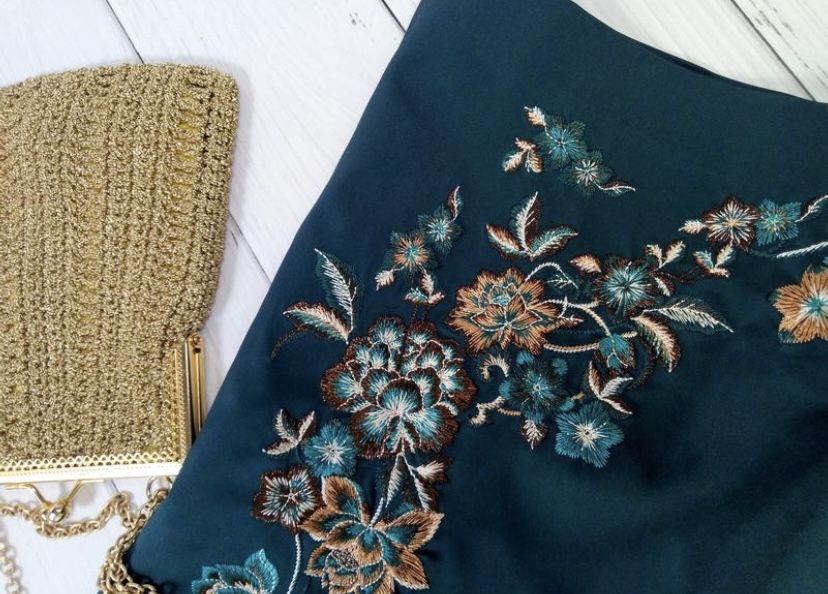 Спідниця Юбка шовк вишивка міді