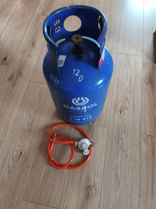 Komplet: pełna butla propan butan 11kg + taboret żeliwny 9.8 kw + reduktor 37 mbar