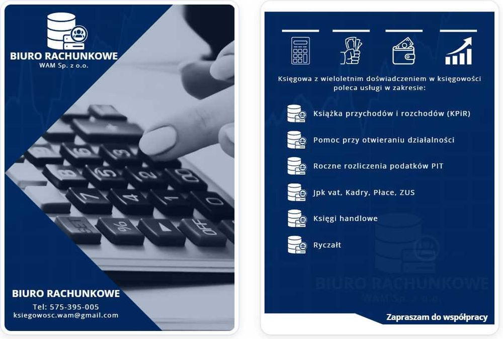 Księgowa| KPIR| Ryczałt| Spółka zo.o| VAT| ZUS | Założenie Firmy | JDG