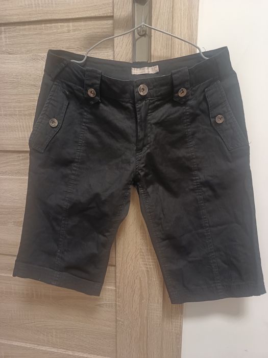Damskie czarne spodenki dłuższe szorty przed kolano bermudy Tex M/38
