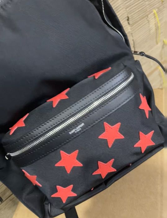 Plecak Męski Saint Laurent Paris YSL Red Stars Czarny / Na Zamówienie