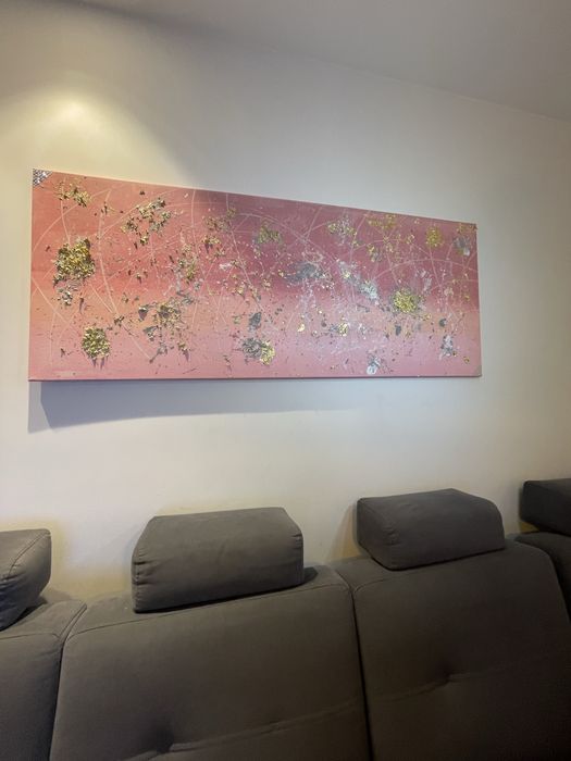 Tela tons rosa e dourado