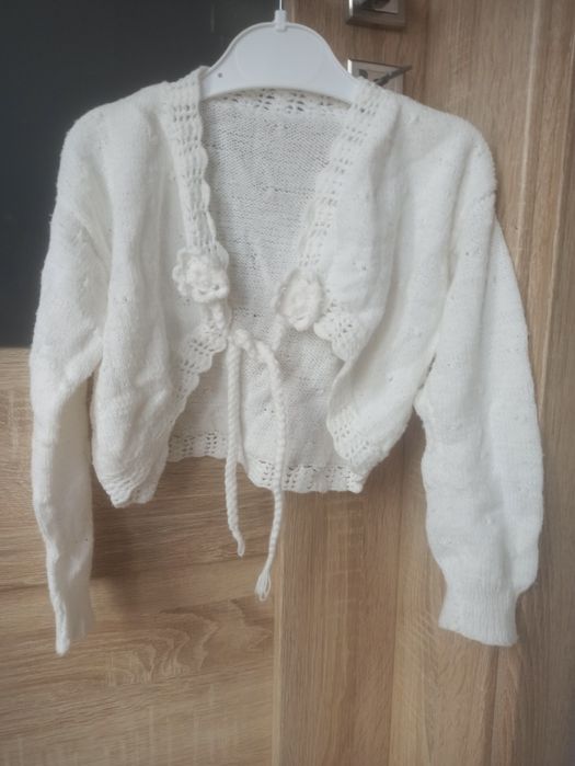 Białe bolerko dziewczynka 104/110