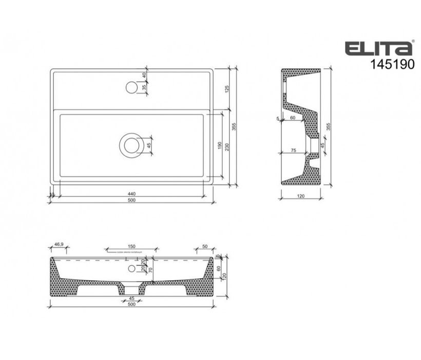 Umywalka Elita MODELO 50x35