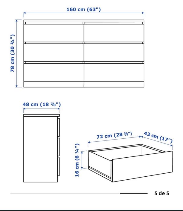 Cómoda 6 gavetas Malm Ikea
