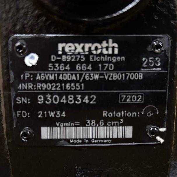 Rexroth A6VM140DA1/63W Silnik hydrauliczny TEREX TW110 HML42 Koparki