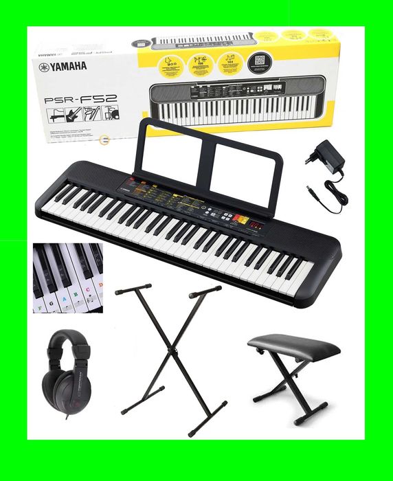 YAMAHA PSR F52  Keyboard do nauki na początek + Statyw Ławka Słychawki