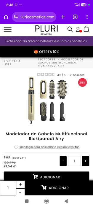 Modelador de Cabelo Multifuncional Rickiparodi Airy