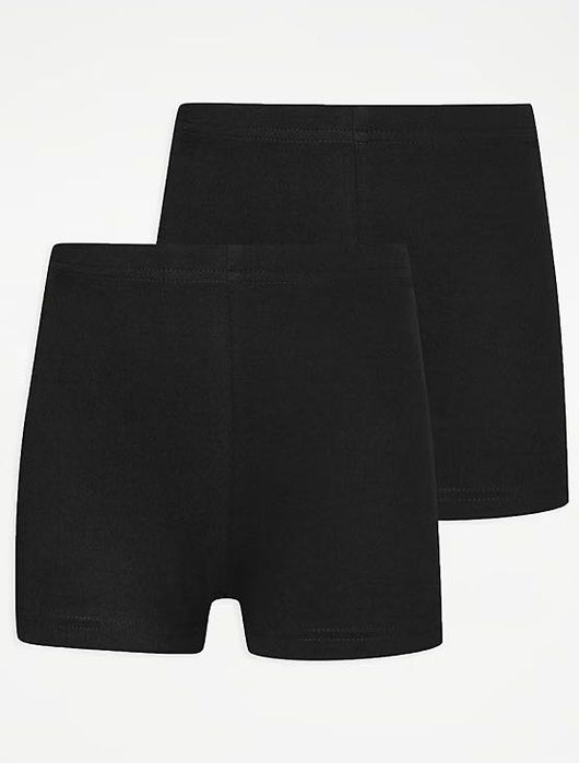 146 152 George 2pak czarne krótkie spodenki legginsy szorty na wf UK