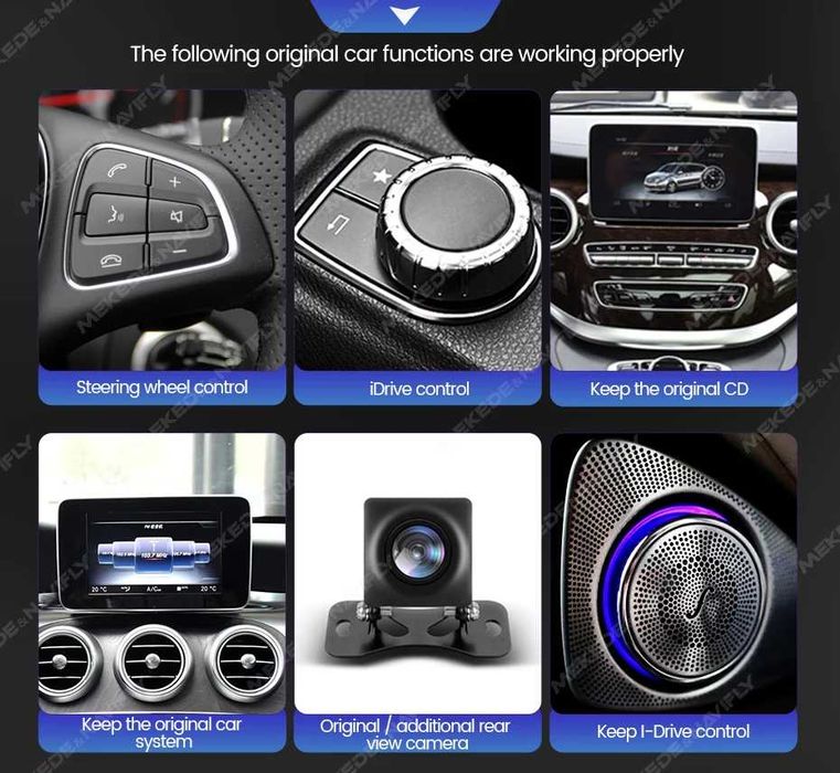 Rádio c/ CARPLAY Android Mercedes W205 Classe C 6/128GB 8-CORE 4G NOVO