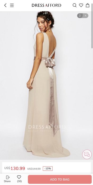 Шифонова сукня пудрового кольору (нюд)