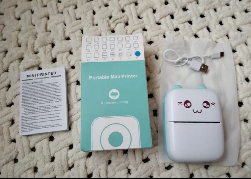 Міні термопрінтер новий з голубим обідком