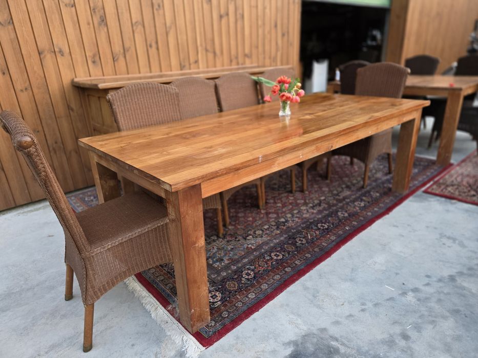 Duży stół tekowy 220 x 100 cm  kolonialny #1678 Stylowy Węgrów