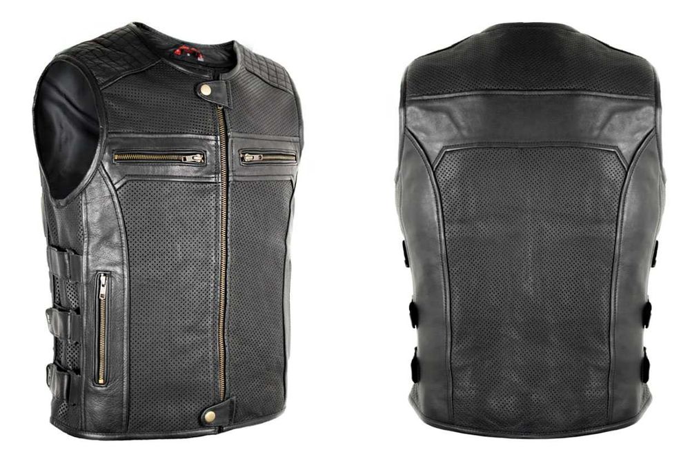 Байкерський шкіряний жилет, теляча шкіра.