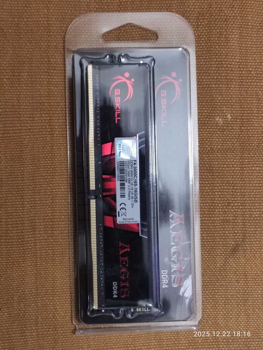 Новая планка памяти  DDR4 G.Skill Aegis 3000 на 16Gb