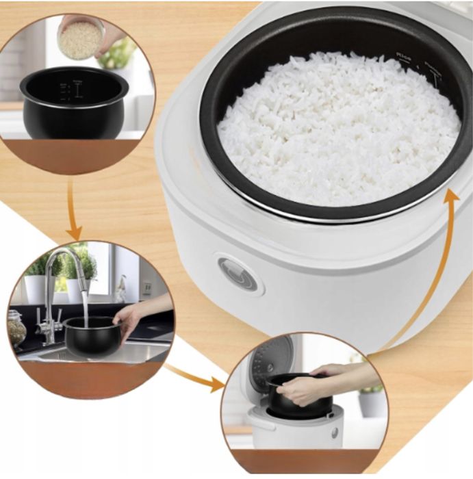 Bear szybkowar do ryżu biały 2 litry z parowarem 6 funkcji gotowania