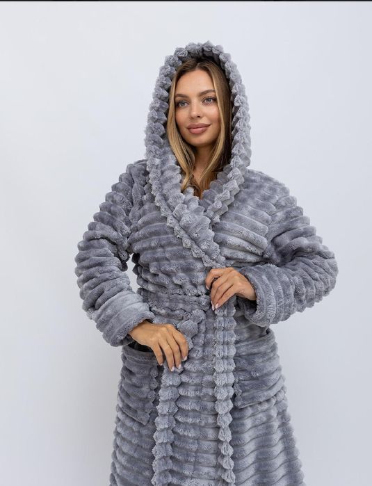 Женский махровый халат на запах с капюшоном разные цвета  S - 6XL