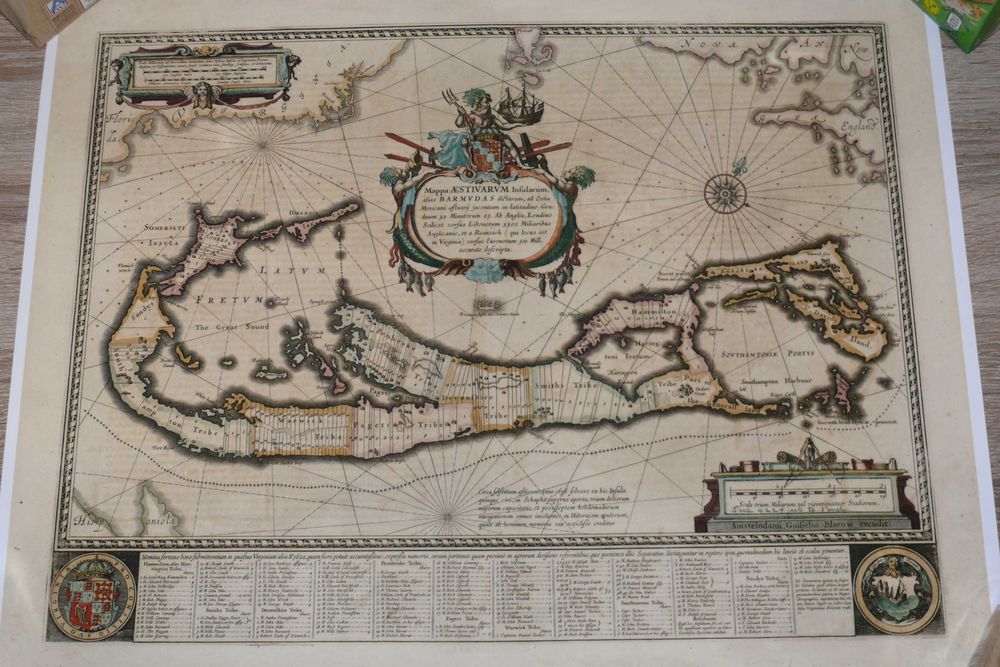 Reprodução impressa de Mapa Histórico Bermudas - Ano 1671