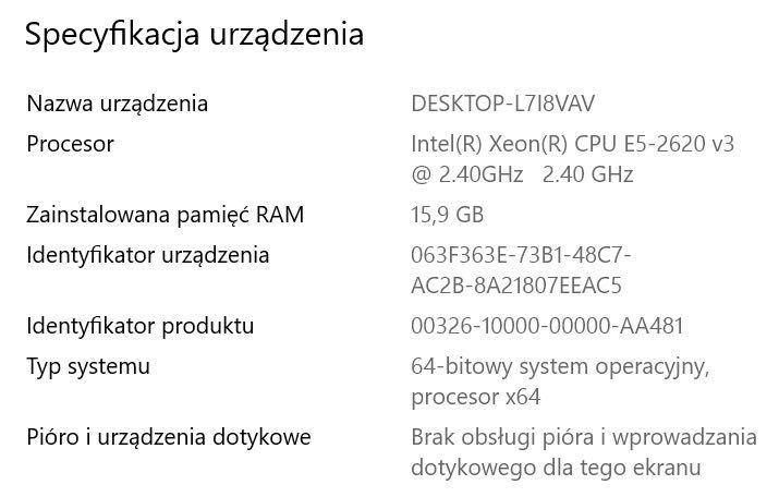 Komputer intel xeon E5-2620 V3, 16 GB, rx580
