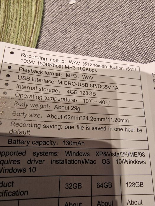 Mini dyktafon cyfrowy