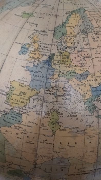 Duży stary szkolny globus lata 60-te