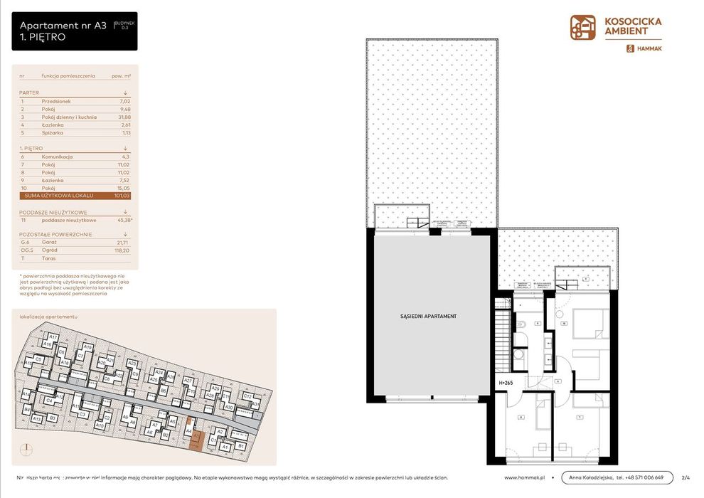 5-pokojowe mieszkanie 101m2 + ogródek