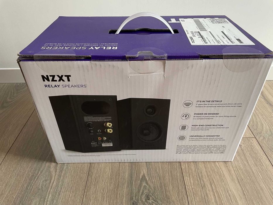 Colunas NZXT Relay 80W Pretas – Som Premium para PC / Gaming